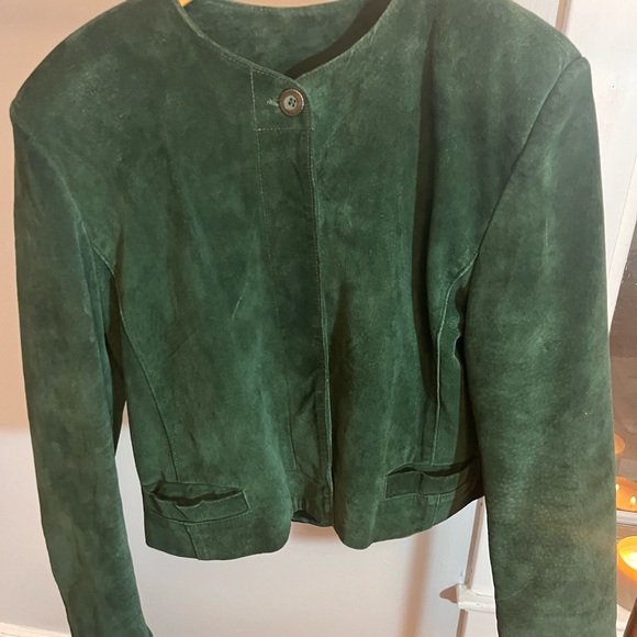 Vintage Forest Green Suede Jacket - Picture 8 of 9